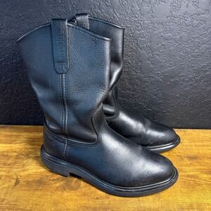 Red Wing Pecos 1125 Black Leather Pull On Work Boots Mens 8 D Made in USA EH